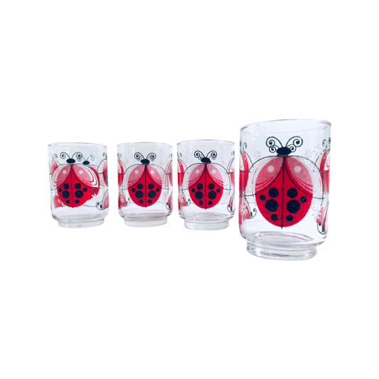 Libbey Vintage Lady Bug Glasses (Set of 4)