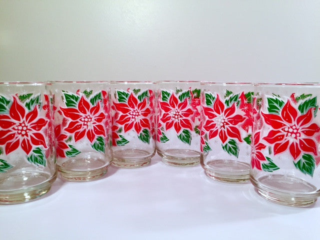 Libbey Vintage Poinsettia Glasses (Set of 6)
