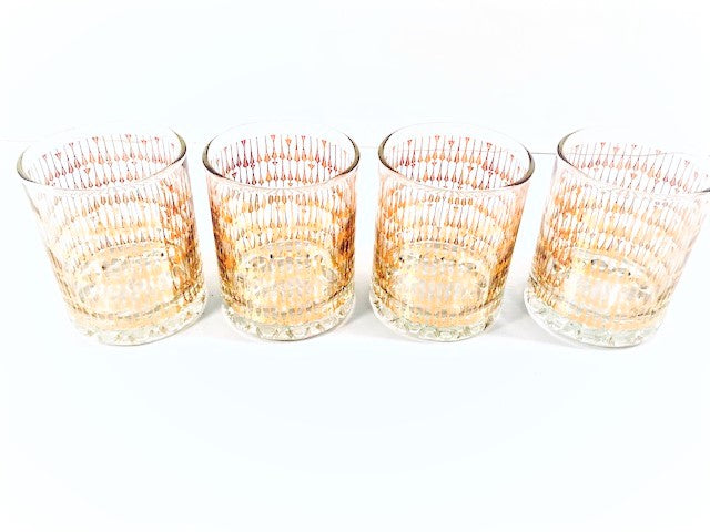 Retro Gold Elongated Diamond Glasses (Set of 4)