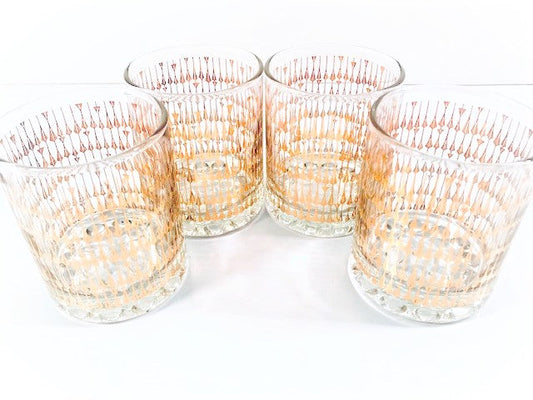 Retro Gold Elongated Diamond Glasses (Set of 4)