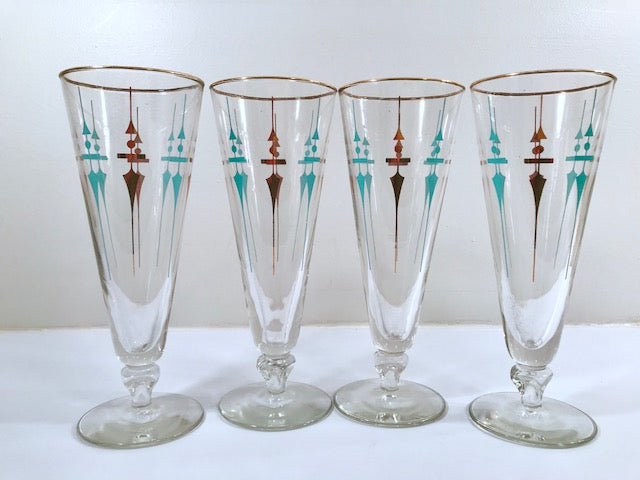 Libbey Mid-Century Staccato Pilsner Glasses (Set of 4)