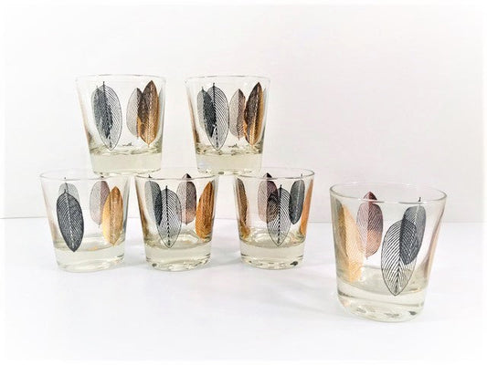 Meth Signed Mid-Century Modern Leaf Glasses (Set of 6)