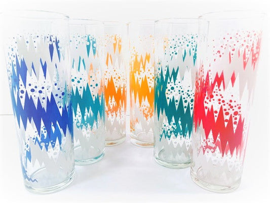 Libbey Retro Lightning Bolt Tall Collins Glasses (Set of 6)