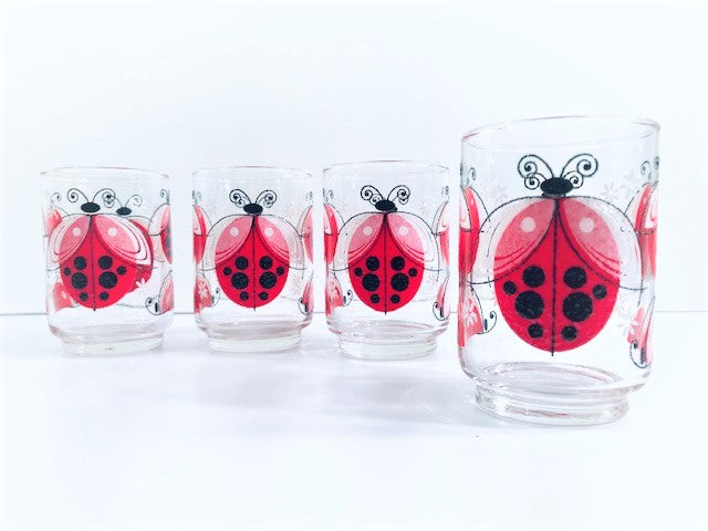 Libbey Vintage Lady Bug Glasses (Set of 4)